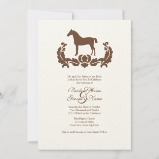 Faire-part de mariage Brown et blanc Damask Horse
