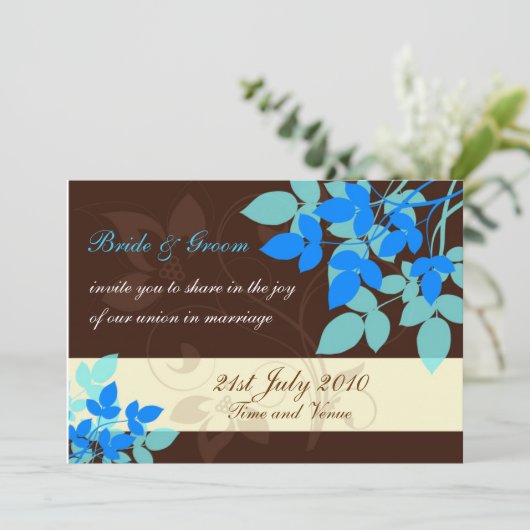 Faire-part de mariage Brown et bleu (Debout devant)