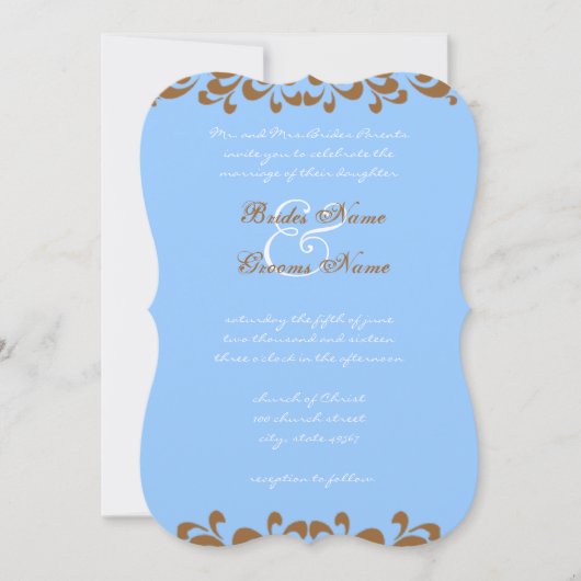 Faire-part de mariage Brown et Blue Swils (Devant)