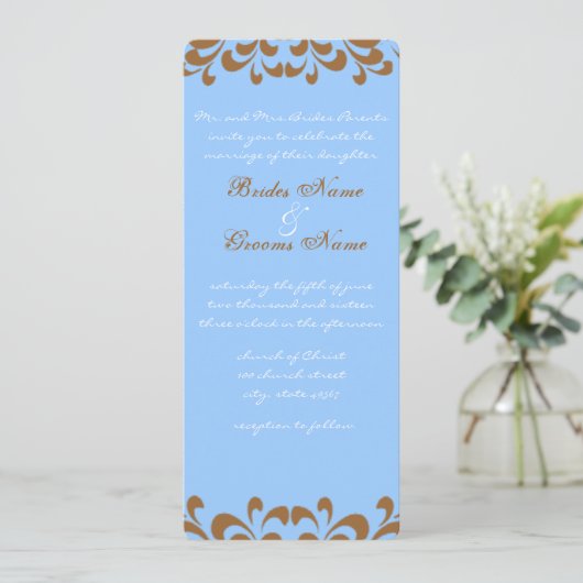 Faire-part de mariage Brown et Blue Swils (Debout devant)