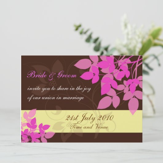 Faire-part de mariage Brown et rose (Debout devant)