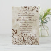 Faire-part de mariage Brown floral vintage (Debout devant)