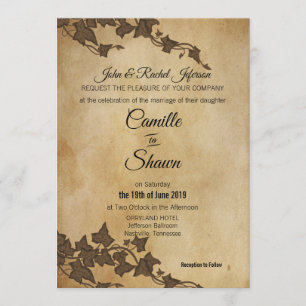 Faire-part de mariage Brown rustique de lierre