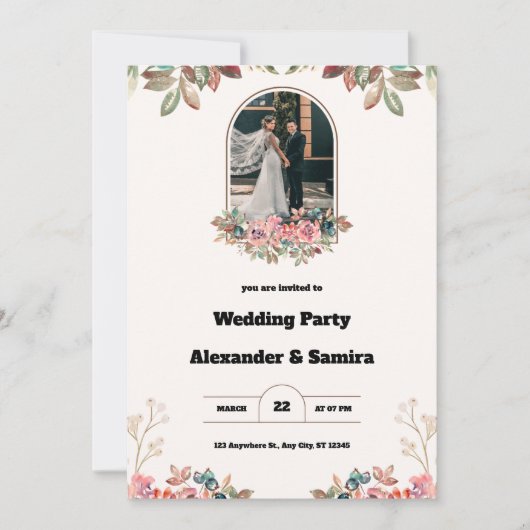 Faire-part de mariage Brown Watercolor (Devant)