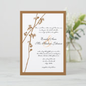 Faire-part de mariage Brown Wild Flower Branch (Debout devant)