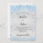 Faire-part de mariage budgétaire Coeurs bleus arge (Devant)
