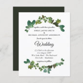 Faire-part de mariage budgétaire Feuilles verts bo (Devant / Derrière)