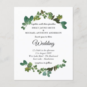 Faire-part de mariage budgétaire Feuilles verts bo