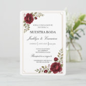 Faire-part de mariage Burgundy Bloom (Debout devant)