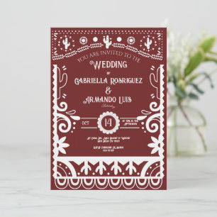 Faire-part de mariage burgundy et blanc Papel Pica
