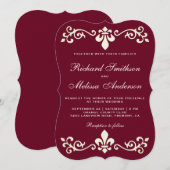 Faire-part de mariage Burgundy Fleur De Lis Flouri (Devant / Derrière)