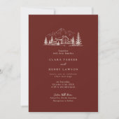 Faire-part de mariage Burgundy Pine Lodge (Devant)