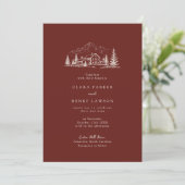 Faire-part de mariage Burgundy Pine Lodge (Debout devant)