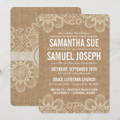 Faire-part de mariage Burlap & Lace (Devant / Derrière)