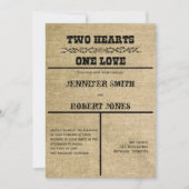 Faire-part de mariage Burlap Ouest (Devant)