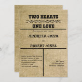 Faire-part de mariage Burlap Ouest (Devant / Derrière)