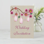 Faire-part de mariage Burlap Russe Rose Mason Jarr (Debout devant)