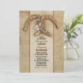 Faire-part de mariage Burlap rustique avec fer à c (Debout devant)