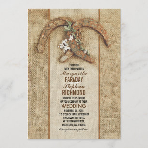 Faire-part de mariage Burlap rustique avec fer à c