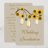 Faire-part de mariage Burlap Rustique Jaune Mason  (Devant / Derrière)