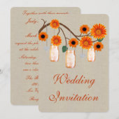Faire-part de mariage Burlap Rustique Orange Mason (Devant / Derrière)
