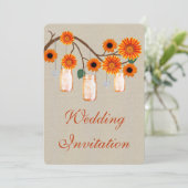 Faire-part de mariage Burlap Rustique Orange Mason (Debout devant)