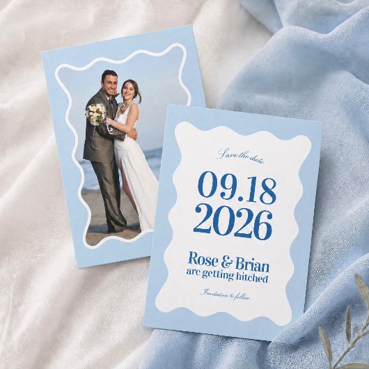 Faire-part de mariage Cabane Bleue Ondulée