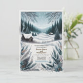 Faire-part de mariage Cabine d'hiver rustique (Debout devant)