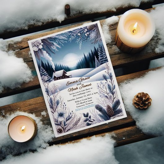 Faire-part de mariage Cabine d'hiver rustique