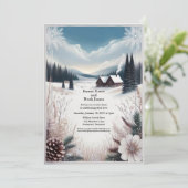 Faire-part de mariage Cabine d'hiver rustique (Debout devant)