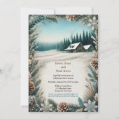 Faire-part de mariage Cabine d'hiver rustique (Devant)