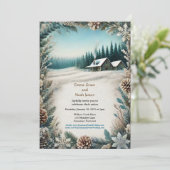 Faire-part de mariage Cabine d'hiver rustique (Debout devant)