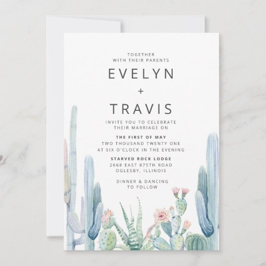 Faire-part de mariage Cactus (Devant)