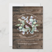 Faire-part de mariage Cactus rustique et bois de g (Devant)