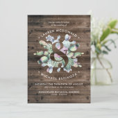 Faire-part de mariage Cactus rustique et bois de g (Debout devant)