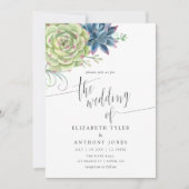 Faire-part de mariage Cactus Succulentes Aquarelle (Devant)