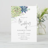 Faire-part de mariage Cactus Succulentes Aquarelle (Debout devant)