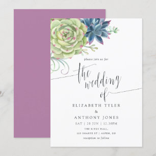 Faire-part de mariage Cactus Succulentes Aquarelle