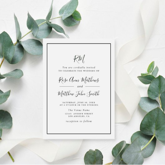 faire-part de mariage cadre de typographie simple