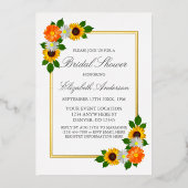 Faire-Part de Mariage Cadre Doré Fleurs (Recto)