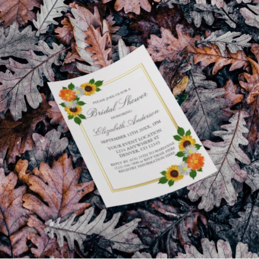 Faire-Part de Mariage Cadre Doré Fleurs