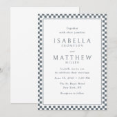 Faire-part de mariage Cadre en damier Graphite (Devant / Derrière)