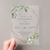 Faire-part de mariage cadre eucalyptus rustique et (In situ (ordinateur de poche))