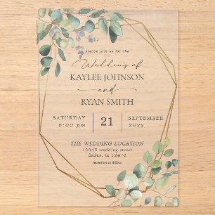 Faire-part de mariage cadre eucalyptus rustique et
