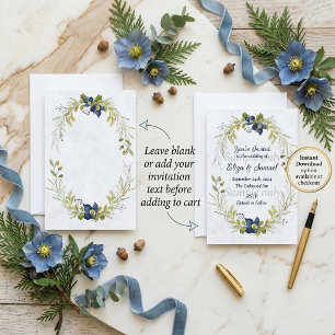 Faire-part de mariage cadre floral bleu Budget vie