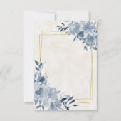 Faire-part de mariage cadre floral et or bleu budg (Devant)