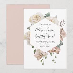 Faire-part de mariage cadre floral Roses et Orchid