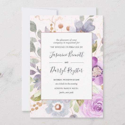 Faire-part de mariage cadre Lilac Blooms (Devant)