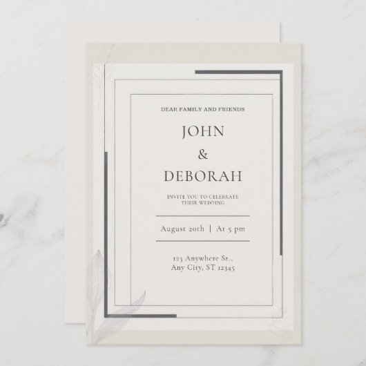 Faire-part de mariage Cadre moderne (Devant / Derrière)