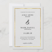 Faire-part de mariage cadre or solide (Devant)